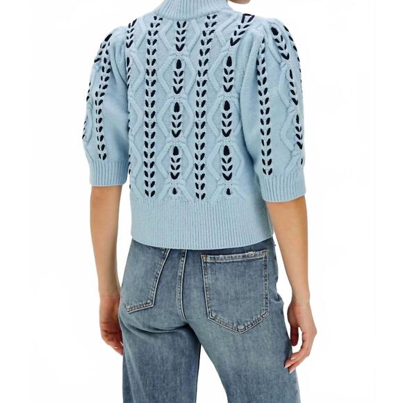 NEW RAILS women's addy mock neck sweater in sky navy cables - Picture 3 of 6